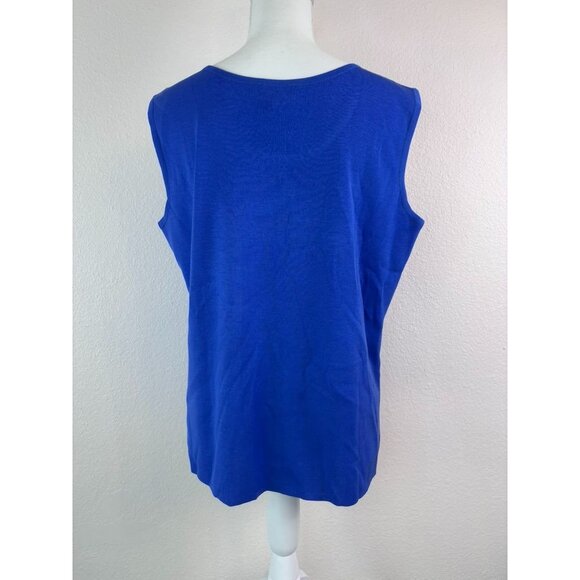 Ming Wang women’s large royal blue knit scoop neck tank top casual - Picture 5 of 7